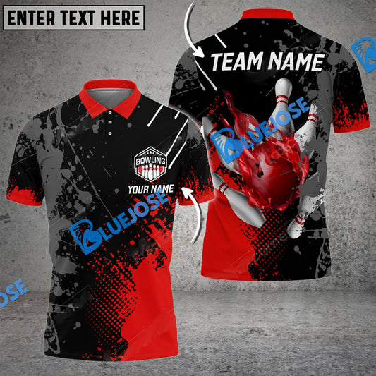 BlueJose Bowling And Pins Paint Style 2 Multicolor Customized Name 3D Shirt ( 4 Colors )
