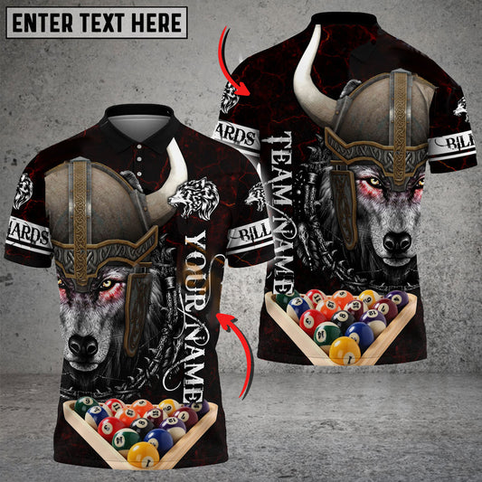 BlueJose Billiards Ball 8 Rack Wolf Viking Warrior Customized Name 3D Shirt (4 Colors)