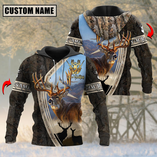 BlueJose Personalized Name Majestic Deer Hunting Camo Pattern 3D Shirts ( 3 Colors )