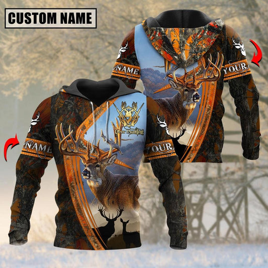 BlueJose Personalized Name Majestic Deer Hunting Camo Pattern 3D Shirts ( 3 Colors )