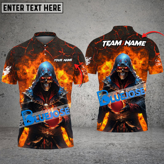 BlueJose Bowling And Pins Flame Magician Multicolor Customized Name 3D Shirt (4 Colors)