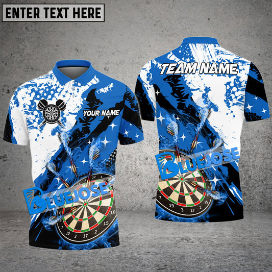 BlueJose Darts Paint Slash Flame Personalized Name, Team Name Shirt (4 Colors)