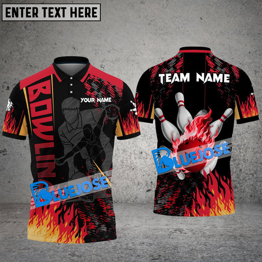 BlueJose Bowling And Pins Burning Room Customized Name 3D Shirt ( 6 Colors)