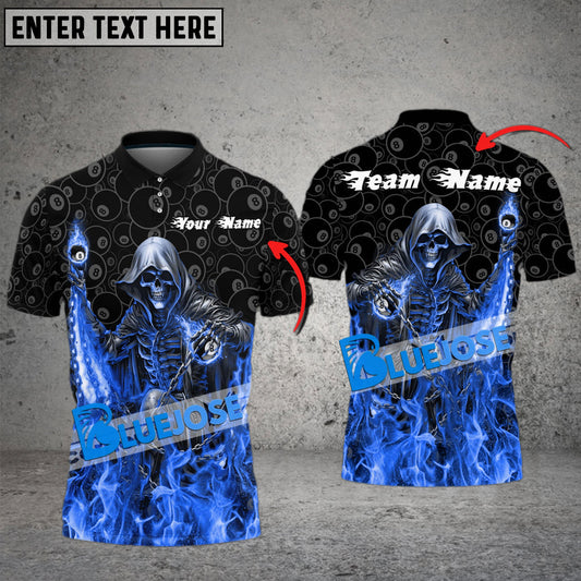 BlueJose Billiards 8 Ball Chain Reaper Personalized Name, Team Name Unisex Shirt (4 Colors)