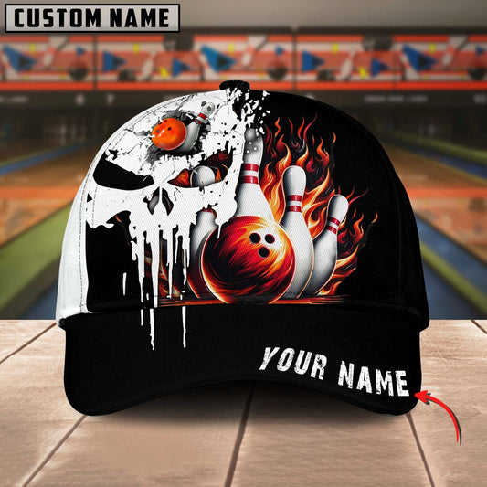 BlueJoses Bowling Punished Skull Flame Multicolor Personalized Name Cap
