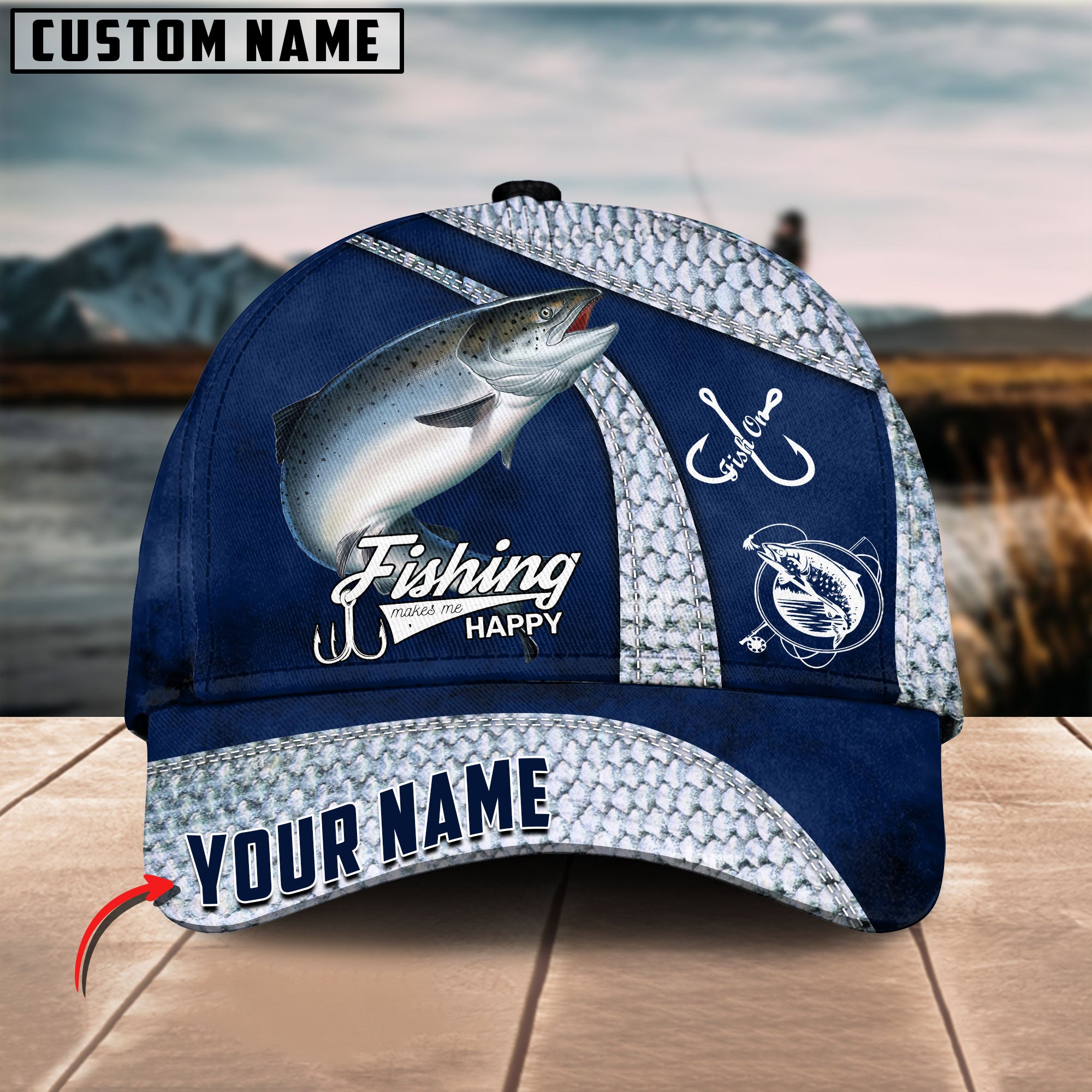Personalized Walleye Cap with custom Name, Fishing Hat