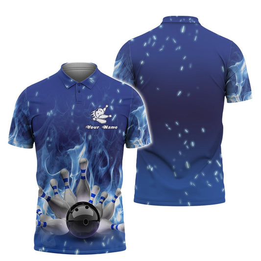 BlueJose Bowling On Blue Fire Personalized Name 3D Shirt Personalized Shirts For Bowling Players