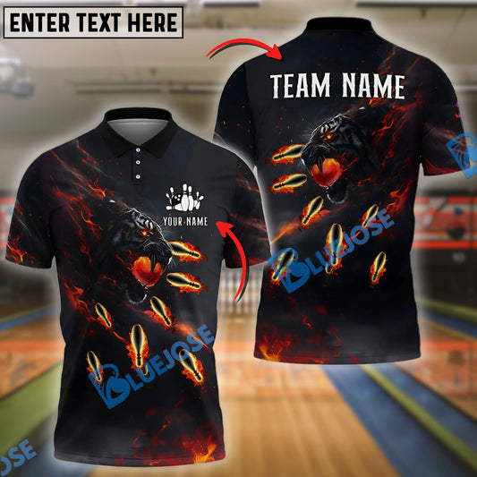 BlueJose Bowling And Pins Tiger Fire Pins Pattern Personalized Name Team Name 3d Shirt (4 Colors)
