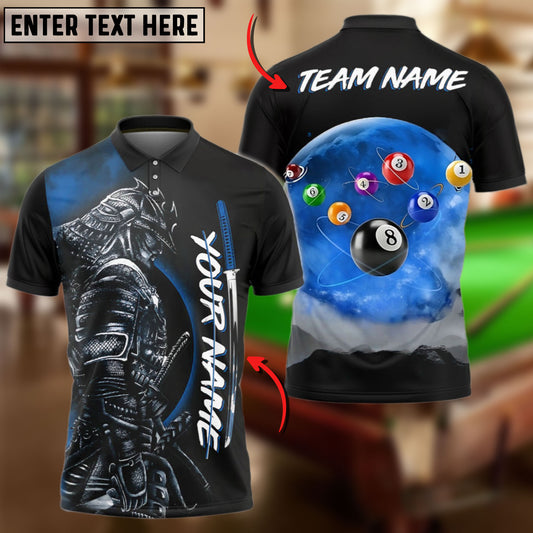 BlueJose Billiards Ball 8 Moon Samurai Personalized Name, Team Name Unisex Shirt (4 Colors)