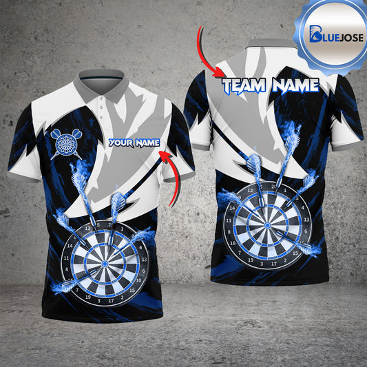 BlueJose Darts Flame Thunderstorm Personalized Name, Team Name Shirt (4 Colors)