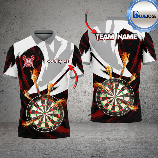 BlueJose Darts Flame Thunderstorm Personalized Name, Team Name Shirt (4 Colors)