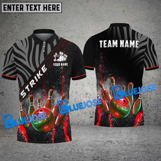 BlueJose Bowling And Pins Galaxy Pattern Multicolor Customized Name 3D Shirt (4 Colors)