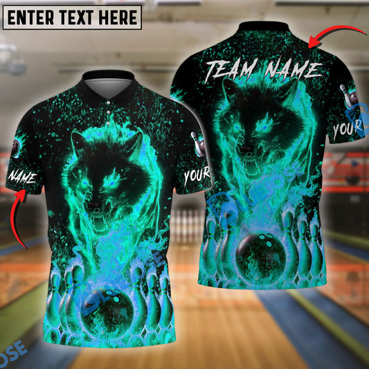BlueJose Bowling And Pins Fire Wolf Multicolor Options Personalized Name, Team Name 3D Shirt (4 Colors)