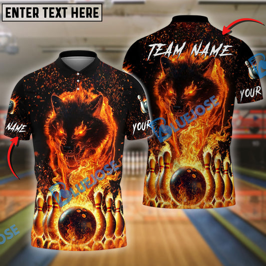 BlueJose Bowling And Pins Fire Wolf Multicolor Options Personalized Name, Team Name 3D Shirt (4 Colors)