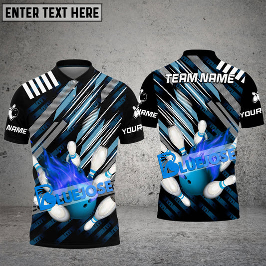 BlueJose Bowling And Pins Broken Line Customized Name 3D Shirt (5 Colors)
