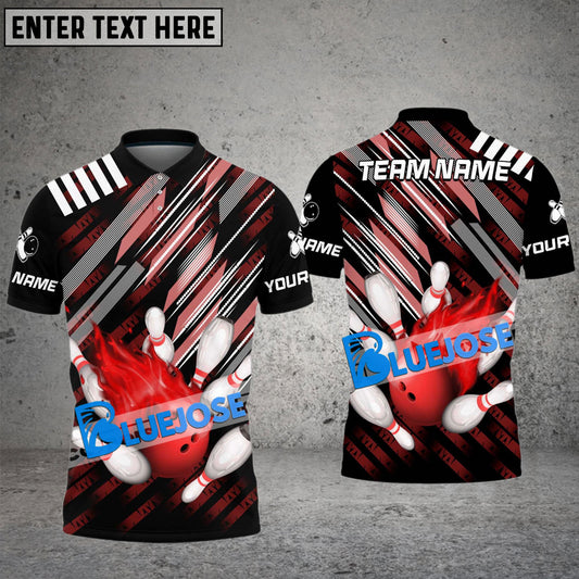 BlueJose Bowling And Pins Broken Line Customized Name 3D Shirt (5 Colors)
