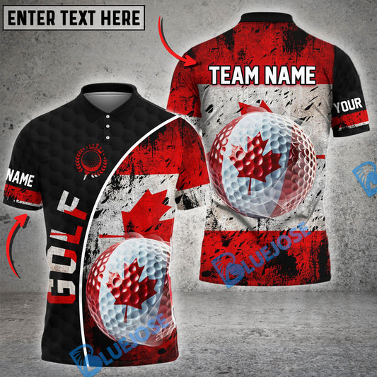 BlueJose Golf Patriotic Canadian Flag Personalized Name, Team Name 3D Shirt