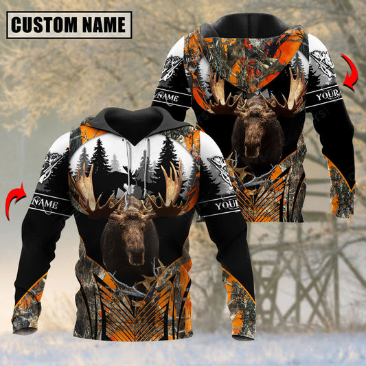 BlueJose Personalized Name Moose Hunting Camouflage Forest Pattern 3D Shirts ( 3 Colors )