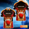 BlueJose Mens Bowl Pin And Red Bowling Ball Personalized Name 3D Shirt
