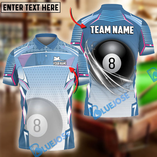 BlueJose Billiards Ball 8 Pool Classic Personalized Name & Team Name Shirt (4 Colors)