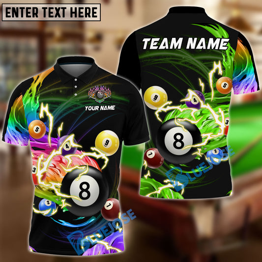 BlueJose Billiards Ball 8 Follow Flame Personalized Name, Team Name Unisex Shirt (6 Colors)