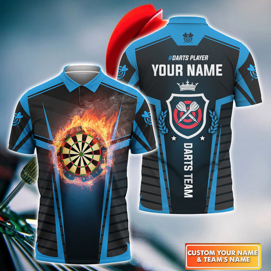 BlueJose Darts Board In Flames Personalized Name Shirt