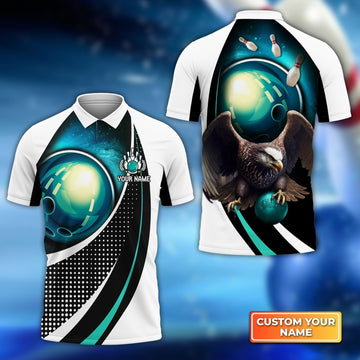 BlueJose Eagle Bowling Team Blue Bowling Ball Customized Name All Over Printed Shirt