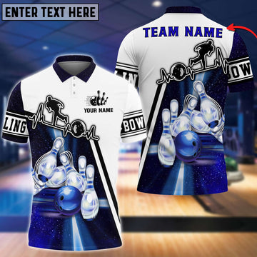 BlueJose Personalized Name Light Bowling Player Multicolor 3D Shirt, Personalized Shirts For Bowling Players