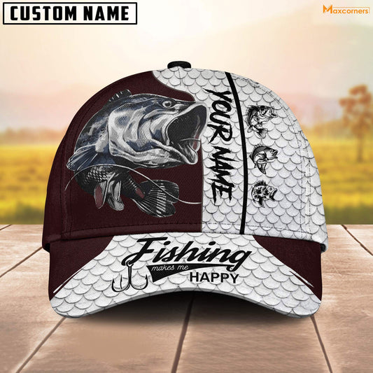 BlueJose Personalized Fishing Red & White Cap