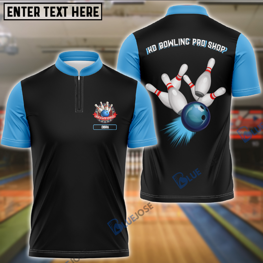 BlueJose Bowling Zipper Polo Shirt For KENNETH GOLUBSKI