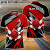 BlueJose Vortex Bowling And Pins Customized Name, Team Name 3D Shirt (4 Colors)