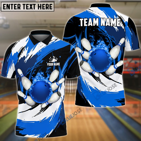 BlueJose Bowling Color Wave Customized Name, Team Name 3D Shirt (4 Colors)