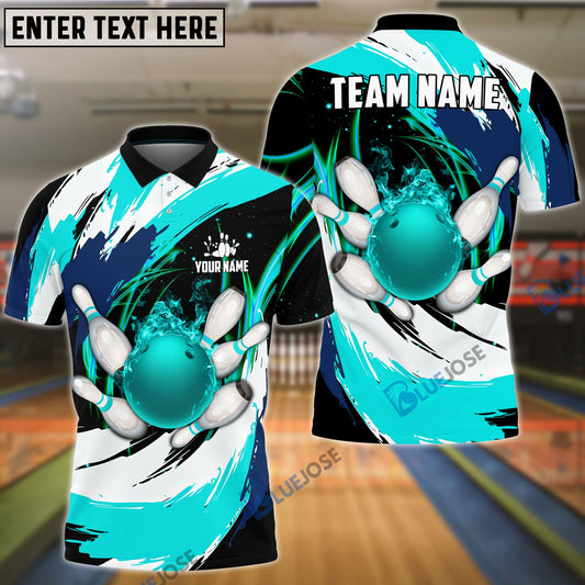 BlueJose Bowling Color Wave Customized Name, Team Name 3D Shirt (4 Colors)