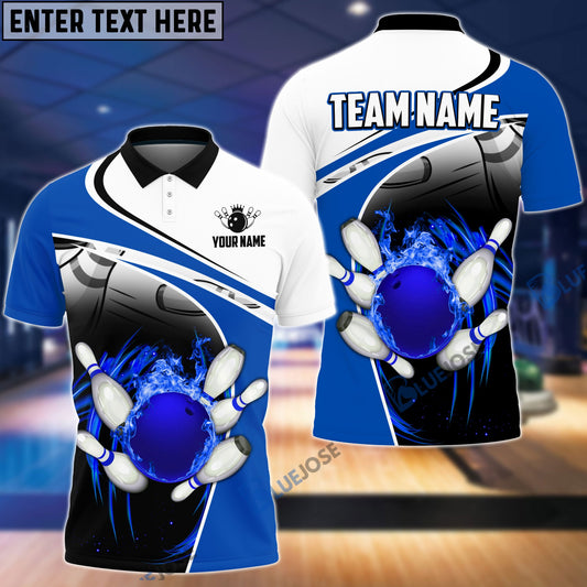 BlueJose Bowling and Pins Broken Multicolor Personalized Name Team Name 3D Shirt