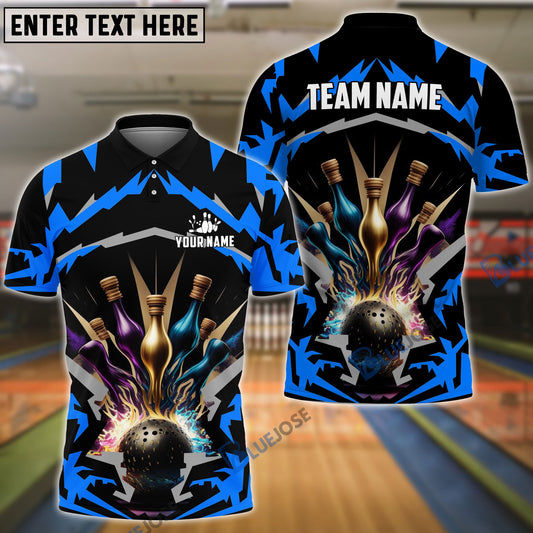 BlueJose Bowling Break Pins Pattern Customized Name 3D Shirt (4 Colors)