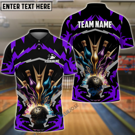 BlueJose Bowling Break Pins Pattern Customized Name 3D Shirt (4 Colors)