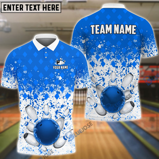 BlueJose Bowling And Pins Ink Color Pattern Customized Name 3D Shirt (4 Colors)