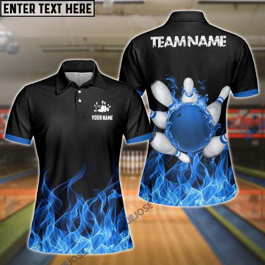 BlueJose Bowling And Pins Ink Fire Pattern Customized Name 3D Shirt for Women (4 Colors)