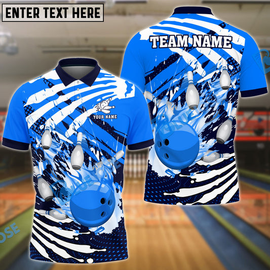 BlueJose Bowling And Pins Skull Hand Pattern Customized Name 3D Shirt (4 Colors)