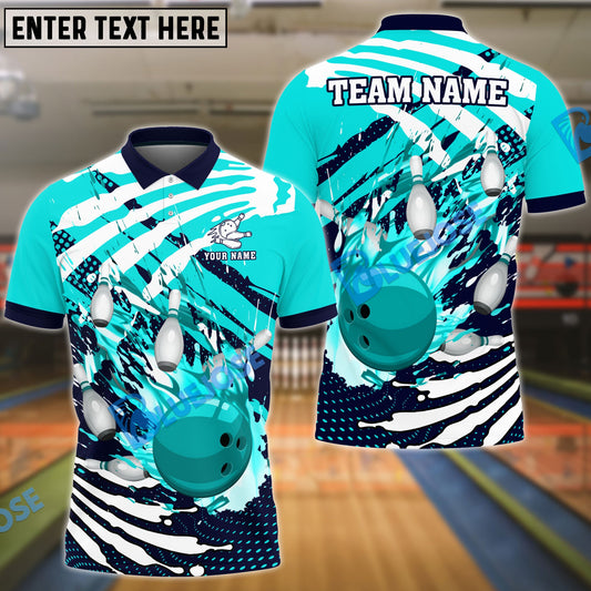 BlueJose Bowling And Pins Skull Hand Pattern Customized Name 3D Shirt (4 Colors)