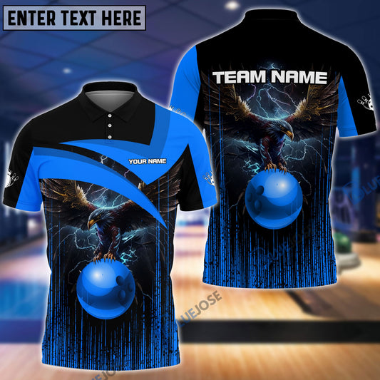 BlueJose Bowling And Pins Premium Eagle Customized Name 3D Shirt (4 Colors)
