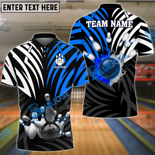 BlueJose Bowling And Pins Color Crown Pattern Customized Name 3D Shirt (4 Colors)