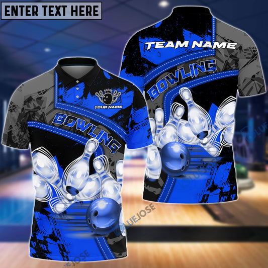 BlueJose Bowling Ball And Pins Multicolor Personalized Name 3D Shirt, Personalized Shirts For Bowling Players