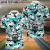 BlueJose Bowling And Pins Color Camo Pattern Customized Name, Team Name 3D Shirt (4 Colors)