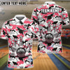 BlueJose Bowling And Pins Color Camo Pattern Customized Name, Team Name 3D Shirt (4 Colors)