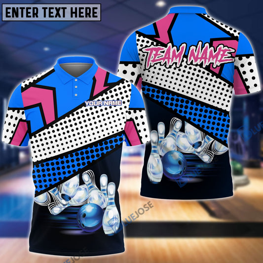 BlueJose Cartoon Bowling And Pins Personalized Name Team Name 3D Shirt, Personalized Shirts For Bowling Players
