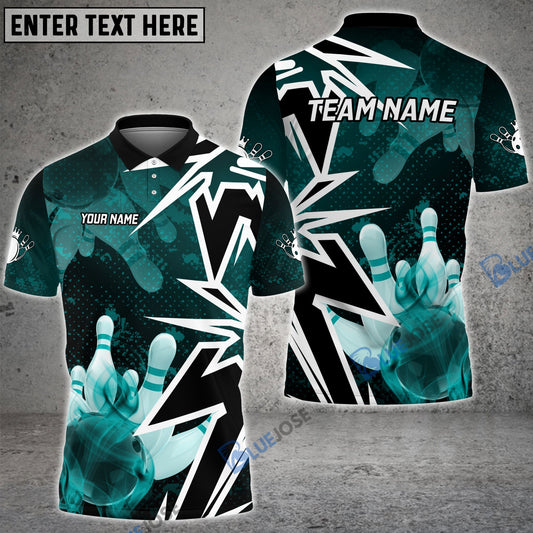 BlueJose Bowling And Pins Smoke Premium Customized Name 3D Shirt (4 Colors) Personalized Shirts For Bowling Players