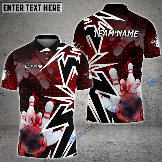 BlueJose Bowling And Pins Smoke Premium Customized Name 3D Shirt (4 Colors)