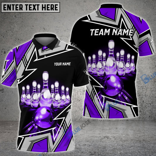 BlueJose Bowling And Pins Premium Super Customized Name 3D Shirt (4 Colors)