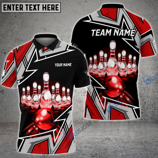 BlueJose Bowling And Pins Premium Super Customized Name 3D Shirt (4 Colors)